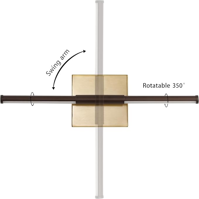 JONATHAN Y 16.25" Oil Rubbed Bronze/Brass Gold Modern Dimmable Integrated LED Wall Sconce, Minimalist Adjustable Metal Vanity Light for Bathroom Mirror, Bedroom, Hallway, 3000K, ETL Listed (JYL7039F)