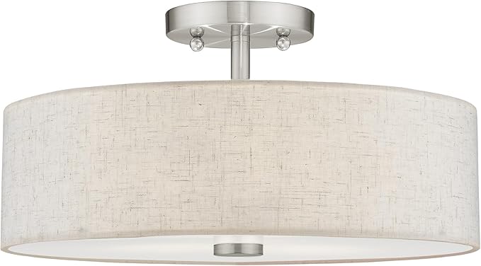 Livex Lighting 52135-91 Meridian 3 Light Brushed Nickel Ceiling Mount