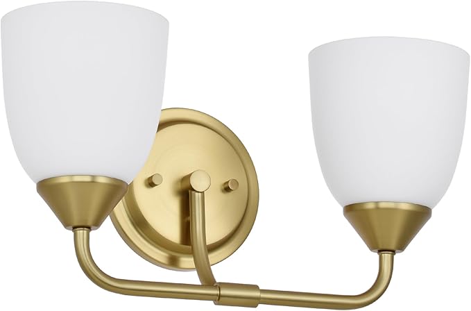Gold 2-Light Traditional Bathroom Vanity Light Fixtures Over Mirror, Modern Vanity Lights for Living Room, Standard E26 Base, Aged Brass