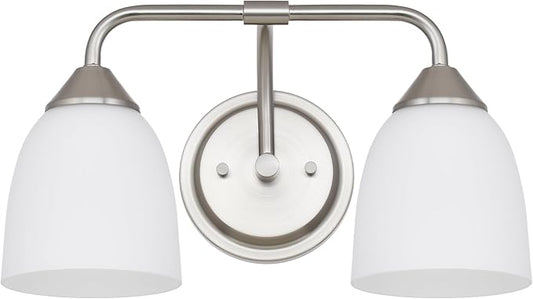 2-Light Traditional Bathroom Vanity Light Fixtures Over Mirror, Modern Vanity Lights for Living Room, Standard E26 Base, Brushed Nickel