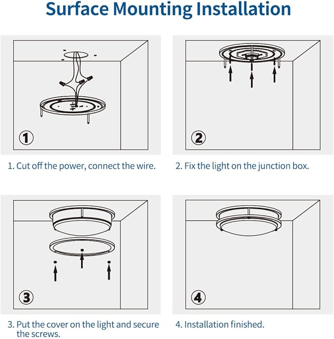 DAKASON 2Pack LED Flush Mount Ceiling Light Fixture 13” 20W, On/Off Switch to Select 3000K/4000K/5000K, Dimmable Ceiling Lamp for Kitchen, Hallway, Stairwell, Brushed Nickel