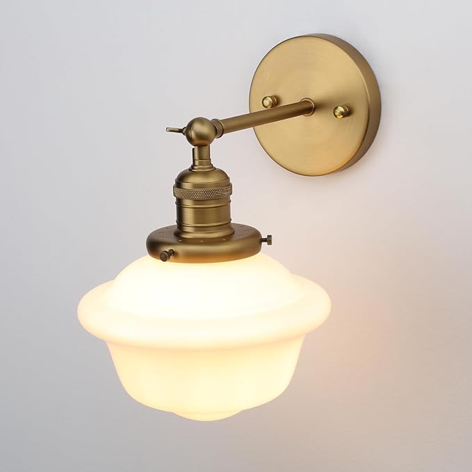 Pathson Modern Wall Sconce, Milk White Bathroom Vanity Light Fixture, Wall Lighting for Bedroom Living Room Hallway Home Decor