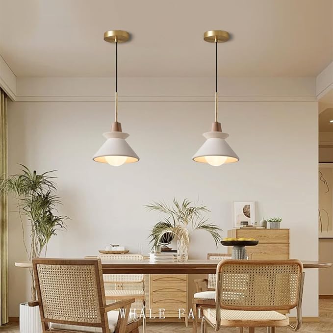 7.7'' Concrete Pendant Lights Kitchen Island Hanging Lights Unique Pinecone Lampshade Industrial Chandelier Nordic Cement Pendant Light for Dining Room,Bedside,Kitchen,Hallway,1Pcs,White
