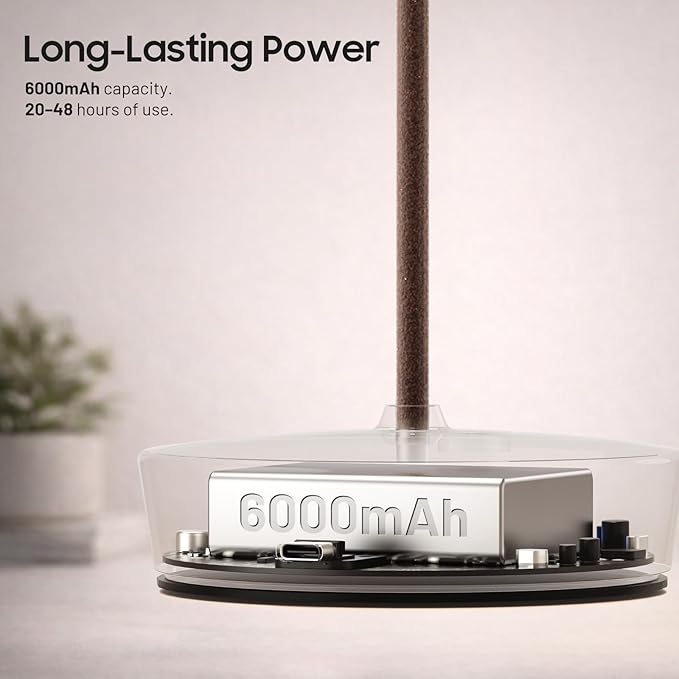 Cordless LED Table Lamp，Rechargeable Battery Desk Lamps, 3 Color Stepless Dimmable Metal Battery Table Lamps, Portable Waterproof Table Light for Indoor/Outdoor/Restaurant (Rust)