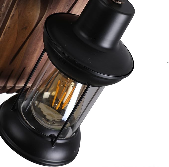 4 Lights Wooden Hanging Pendant Light, Industrial Vintage Wood Ceiling Light Hanging, Retro Rustic Country Chandelier Dinning Table Lamp Suspension Lighting Fixture for Coffee Shop Restaurant