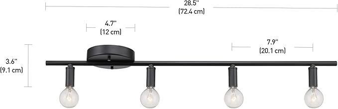 Globe Electric 59968 Monroe 4-Light Slim Profile Track Lighting, Matte Black, Bulb Not Included
