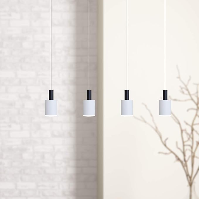 Virgo 4 Mini Pendant Lighting Black-White - LED Hanging Light Fixture for Kitchen Island, Bar, Foyer - Cluster Pendants - Dimmable, Adjustable Wire, Lamp Bulb Included