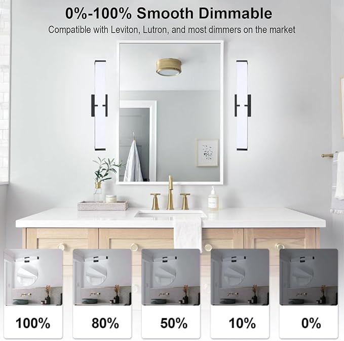 LED Bathroom Vanity Light Cool White 5000K Black Modern Matte Bathroom Lighting Fixtures; 40 Inch IP44 40W Equivalent to Incandescent 350W for Over Mirror Vanity Light - ETL Listed (1 Pack)
