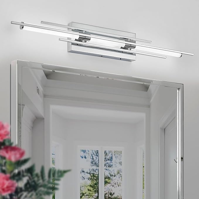 31" Chrome Bathroom Vanity Light Dimmable 5CCT Bathroom LED Wall Light Over Mirror Modern Wall Mount Lighting Fixture Hardwired