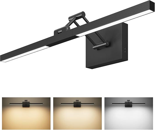VONLUCE 24" LED Bathroom Vanity Light, 3CCT Modern Vanity Lights with 360° Rotatable Head & Swing Arm, 10.3W Bathroom Light Fixture Over Mirror, LED Lights for Bathroom Bedroom, Matte Black