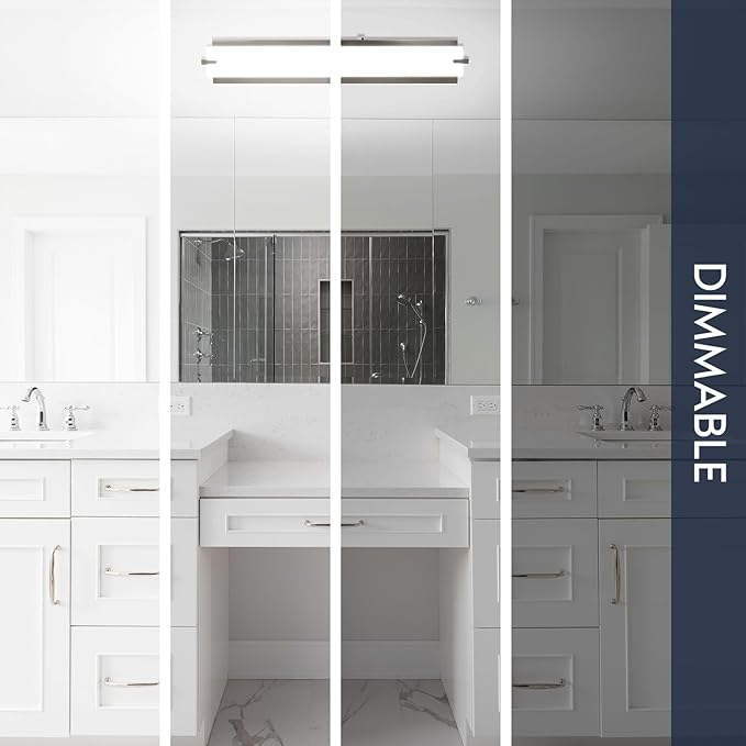 LUXRITE 24 Inch LED Vanity Lights Brushed Nickel Bathroom Light Fixtures 3CCT Selectable 3000K 4000K 5000K Modern Vanity Light Bar Over Mirror 25W 1750 Lumens Dimmable Damp Rated ETL Listed