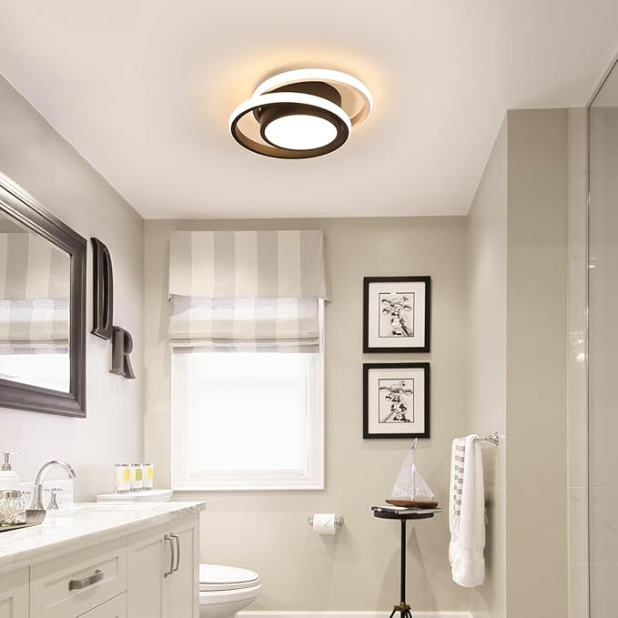 DELIPOP Modern LED Ceiling Light, 36W 2160LM Round Small Ceiling Lamp, (Warm Light, 3000K) Aluminum Close to Ceiling Light Fixture for Hallway, Aisle, Corridor, Bedroom, Kitchen (Black & White)
