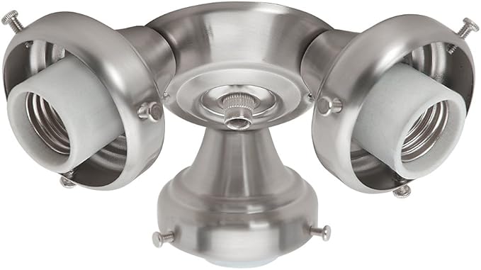 Hunter Three Light Nickel Fitter for Ceiling Fan - Ceiling Fan Light Kit Base & Replacement, Compatible Casablanca - 99136, Brushed Nickel