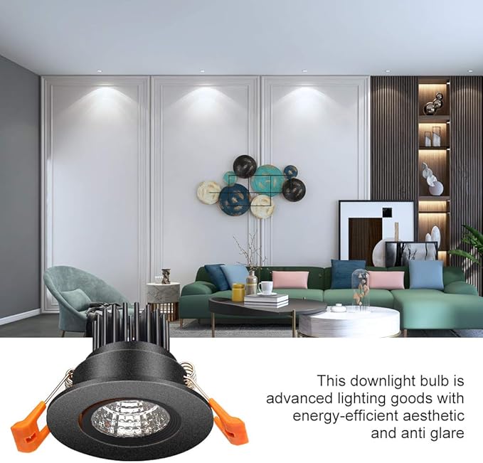 LightingWill 2inch LED Dimmable Downlight, 3W COB Recessed Ceiling Light, Daylight White 5500K-6000K, CRI80, 25W Halogen Bulbs Equivalent, Black (4Pack)