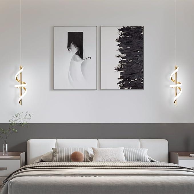 Gold Led Pendant Light Fixtures,6000K Cool White Modern Pendant Lights for Kitchen Island,Adjustable Kitchen Island Light Fixture for Dining Room Bedroom Sink, 1 Pack (Gold, 2 Packs)