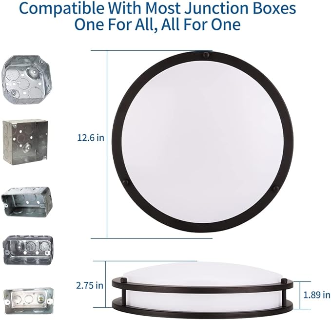 DAKASON 2Pack LED Flush Mount Ceiling Light Fixture, 13” 20W On/Off Switch to Select 3000K/4000K/5000K, Dimmable Ceiling Lamp for Kitchen, Living Room, Hallway, Oil Rubbed Bronze