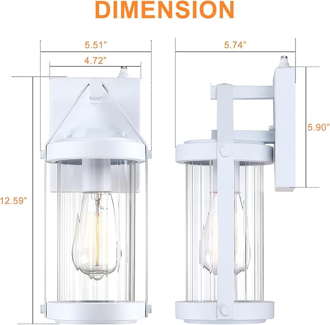 LONEDRUID Dusk to Dawn Sensor Outdoor Wall Sconce Lighting White Exterior Porch Lantern Modern Outside Garage Light Fixtures Waterproof Wall Mount Lamp for House Patio Front Door
