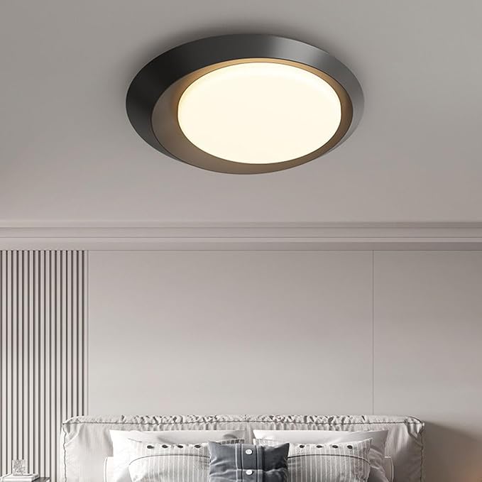Minimalist Luxury Black Ceiling Lamp with Acrylic Shade Flat Lighting Simple Round Ceiling Lights Suitable for Bedrooms and Study Rooms