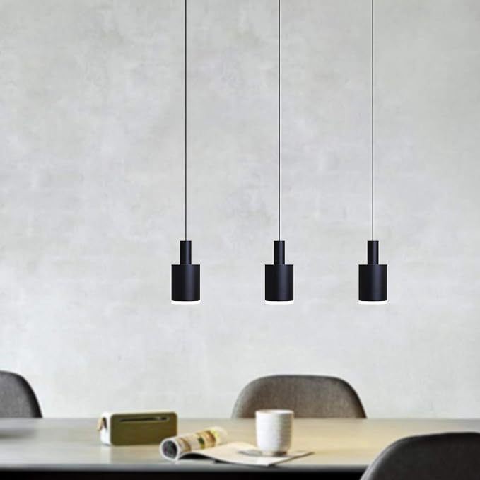 Virgo 3 Mini Pendant Lighting Black - LED Hanging Light Fixture for Kitchen Island, Bar, Foyer - Cluster Pendants - Dimmable, Adjustable Wire, Lamp Bulb Included