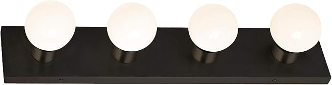 Design House Vanity Lights, 4 Linear Lights, Dimmable, Horizontal or Vertical Use, Uses (4) 60W Bulbs, for Bathroom/Makeup Vanity, Matte Black, 24.0. in. L x 4.33 in. H x 2.0 in. D, 588574-BLK