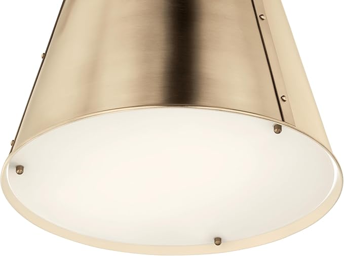 Kichler Etcher 1-Light Pendant, Updated Traditional Light with Etched Painted White Glass Diffuser in Champagne Bronze, for Kitchen or Dining Room (17" x 13"), 52710CPZ