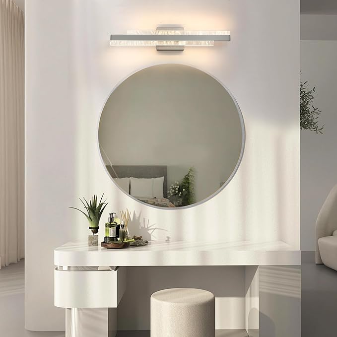 Modern Bathroom Vanity Light: Brushed Nickel 24 inch 28W Dimmable LED Bath Bar Light Fixtures Over Mirror - Wall Sconce Picture Lights for Living Room Bedroom 3000k