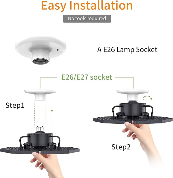 KERNOWO LED Garage Lights, 140W 18500 Lumens Garage Ceiling Lighting, 6000K Daylight with Deformable Three Panels Light Fixture E26/E27 Triple Glow LED Shop Light for Basement Workshop Warehouse