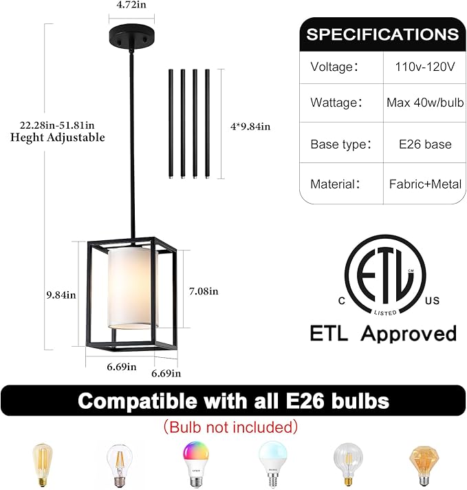 Black Pendant Lights Kitchen Island 2 Pack, Modern Small Lantern Kitchen Pendant Lighting Over Island, Farmhouse Kitchen Island Lights Ceiling Hanging, Industrial Cage Pendant Light Fixtures