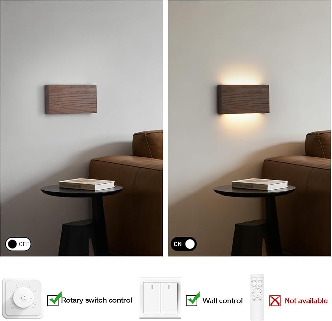 Wood Wall Sconce Indoor Wall Lights Hardwired 2 Pack Up and Down，wall Lights for Living Room，sconces wall Lighting，Bedroom Lights for wall，led wall Sconce，Bed Side Lamps，wall Lights for Bedroom