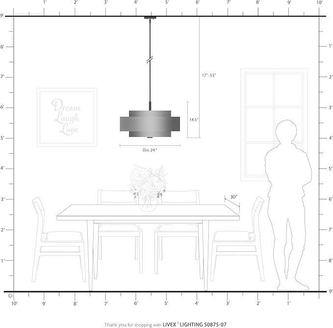 Livex Lighting Fabric Shade 50875-07 Meridian 5 Light Bronze Pendant