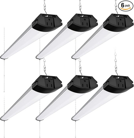 Barrina BS84 LED Shop Lights for Workshop 4FT, 84W, 10000LM, 6500K Linkable Light Fixture for Garage, Basement, Hanging or Flush Mount, 6 Packs