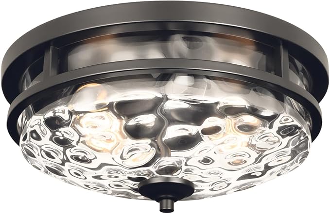 Flush Mount Ceiling Lights, 2-Light Farmhouse Close to Ceiling Light, Industrial Ceiling Lighting Fixture for Kitchen Hallway Bedroom Living Room Stairways Porch (Black)