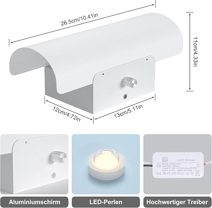 ChangM Wall Sconce Set of 2 Modern LED Wall Light Lamps Dimmable by Rotate Button 12W Cool White 6000K Up and Down Acrylic Lighting Fixture for Living Room Bedroom Hallway Conservatory Room Decor