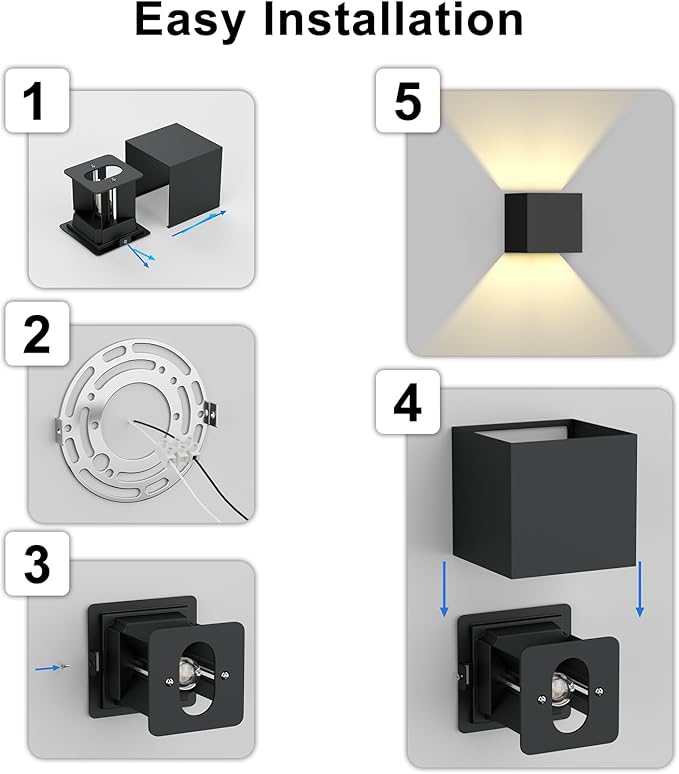 ChangM Sconces Wall Lighting 10W, Blade Angle Adjustment, IP65 Waterproof LED Modern Lighting Suitable for Indoor and Outdoor, Replaceable G9 LED Bulb, Warm White 3000K, 2 Pack