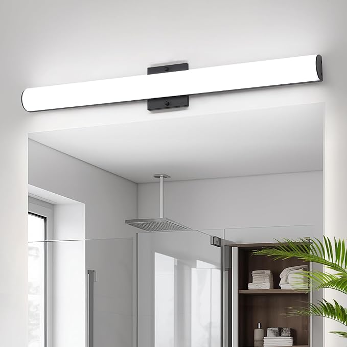 Black Bathroom Vanity Light Bar - 24W 24" Dimmable LED Modern Light Fixture for Bathroom Mirror - Wall Mount Vanity Lighting - Matte Black