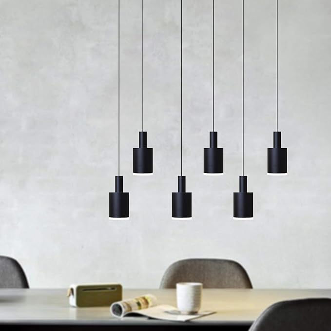 Virgo 6 Mini Pendant Lighting Black - LED Hanging Light Fixture for Kitchen Island, Bar, Foyer - Cluster Pendants - Dimmable, Adjustable Wire, Lamp Bulb Included