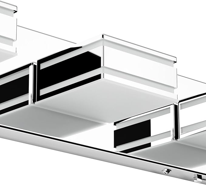 Ralbay 30inch Chrome Vanity Light for Bathroom with 5 Color Temperatures (3000K-6000K) Dimmable Stainless Steel Acrylic LED Modern Chrome Bathroom Light Fixtures (4-Light)