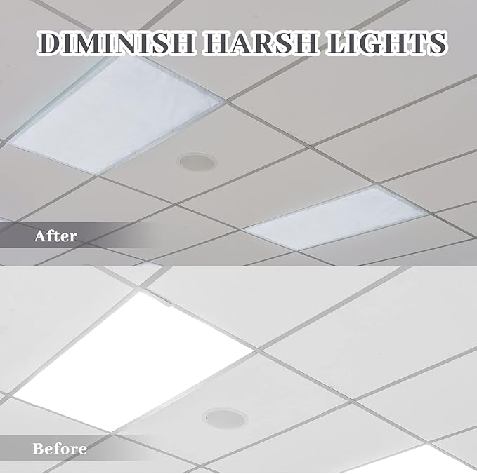 Hortsun 12 Pcs Fluorescent Light Covers 2 x 4 ft Classroom Ceiling Light Cover Magnetic Filters Fluorescent Diffuser Covering for Classroom Office Hospital Drop Ceiling(Gray)