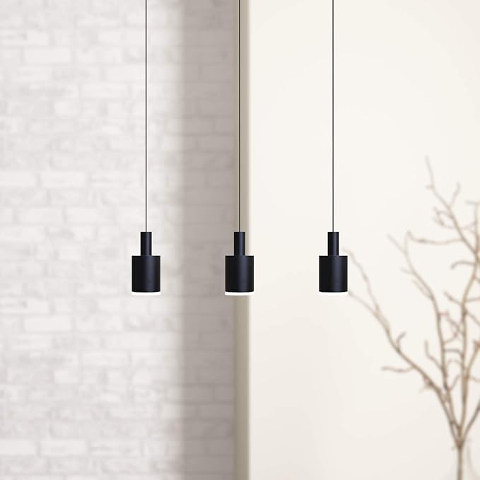 Virgo 3 Mini Pendant Lighting Black - LED Hanging Light Fixture for Kitchen Island, Bar, Foyer - Cluster Pendants - Dimmable, Adjustable Wire, Lamp Bulb Included