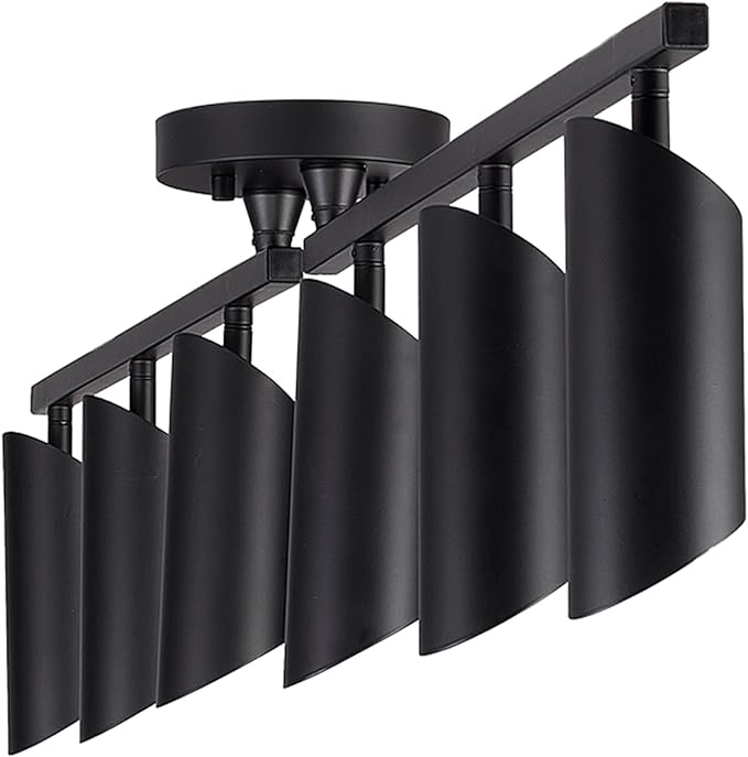 Globe Electric Foldable 6-Light Track Ceiling Light, Matte Black, Pivot Shades, GU10 Sockets