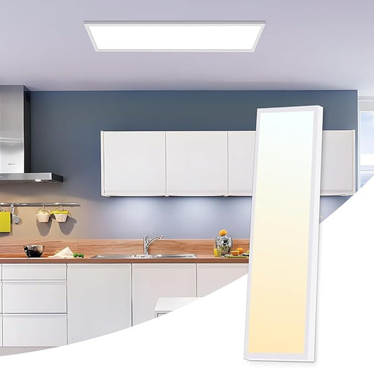 LEONLITE 120-277V 1x4 LED Flat Panel Light Surface Mount, 50W/40W/30W, 5500LM, 4 Ft. Ceiling Lighting, 0-10V Dimmable Flush Mount Panel Ceiling Light, 3500K/4000K/5000K, Built-in Driver, UL, White