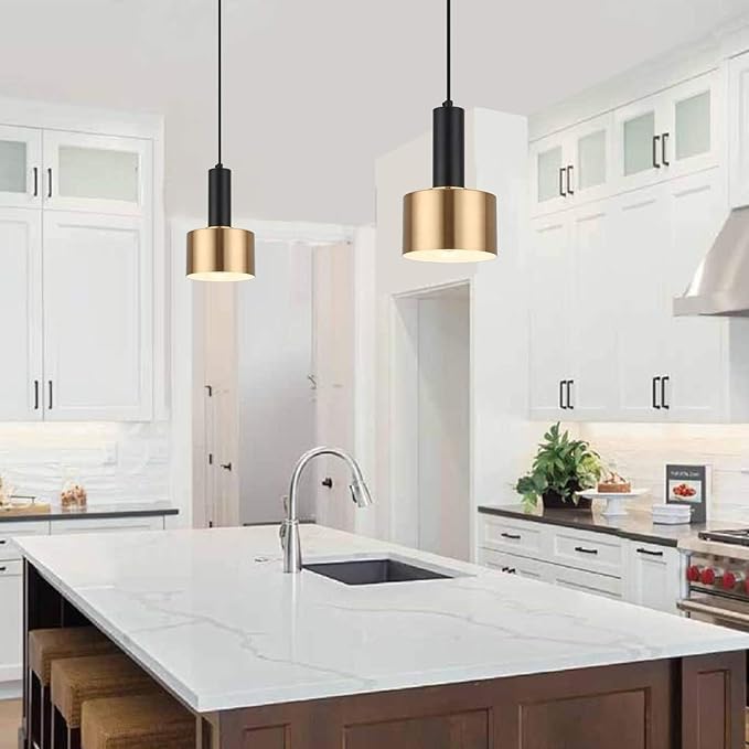 E26 Modern Black Gold Nordic Pendant Light Fixtures Hanging Lights for Kitchen Island Cafe Bar Dining Room Decor Lighting
