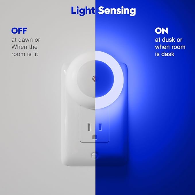 fesnne Night Light, Night Lights Plug into Wall, Dusk to Dawn Sensor, Blue Led Night Light 0.5W, 2 Pack Nightlight for Adults, Bedroom, Bathroom, Hallway, Kitchen