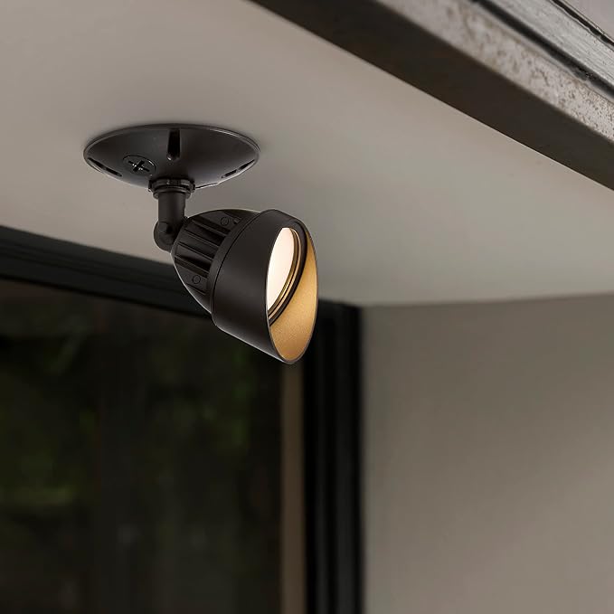 Maxxima LED Outdoor Flood Wall Light, Exterior Security Light w/Adjustable Head, 800 Lumens, 3000K Warm White, Brown (2 Pack)