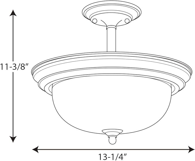 Progress Lighting 2-Light Ceiling Light, Semi-Flush Mount or Hanging Ceiling Light Fixture for Interior Kitchen Lights or Hallway, 13-3/16" by 11-5/16", Polished Chrome, Etched Glass Shade