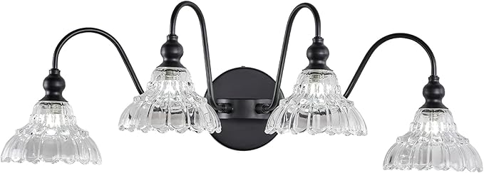 Black Vanity Light Fixtures, 4-Light Bathroom Light Fixtures Vintage Wall Sconces for Dining Room Bathroom Bedroom