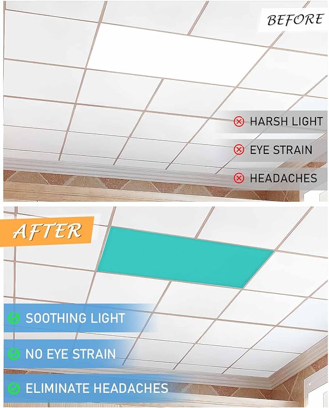 Magnetic Light Cover for Classroom Drop Ceiling,3 Pack 4x2 Ft Fluorescent Light Covers for Office Home Ceiling Light Aqua Green Solid Color Lampshade, LSYZAA20240704FUGE1SHZF07223ZAACFGE