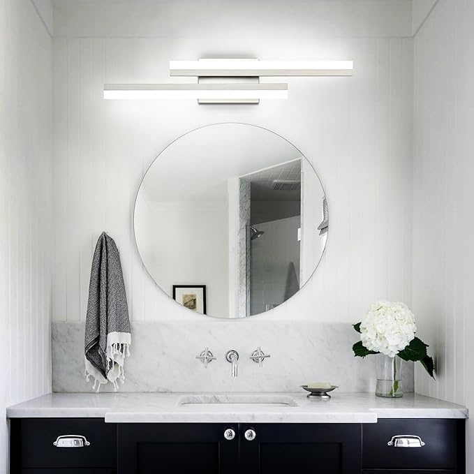 PRESDE 24 Inch LED Bathroom Vanity Light Bar, Modern Brushed Nickel Wall Lighting Fixture Over Mirror