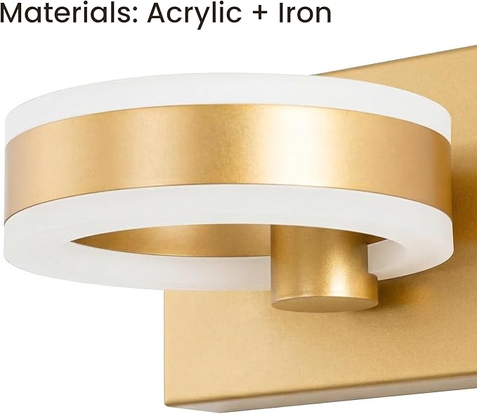 LED Bathroom Light Fixtures,15inch Gold Vanity Lights, Modern 2 Light Acrylic Wall Sconces, 350° Rotatable Wall Lighting Fixture Over Mirror