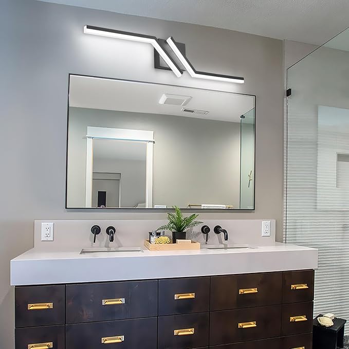 ZUZITO 32inch Black Bathroom Vanity Light Modern LED 3CCT Dimmable 24W Bathroom Lighting Fixtures Over Mirror 3000K/4500K/6000K 3 Color Adjustable